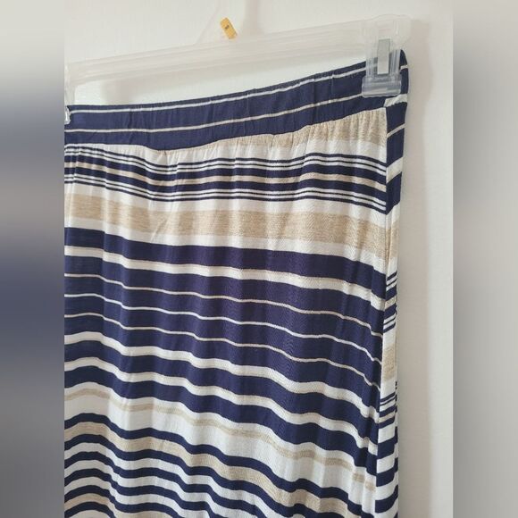 Jason Maxwell Striped Maxi Skirt Navy Cream Nautical Coastal Soft Girl Casual L - Picture 4 of 7
